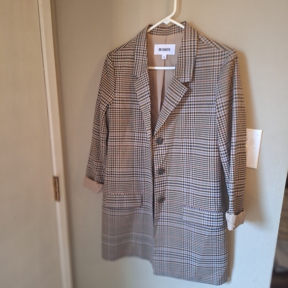 BB Dakota Brown Longline Houndstooth Blazer jacket size small - Picture 12 of 12
